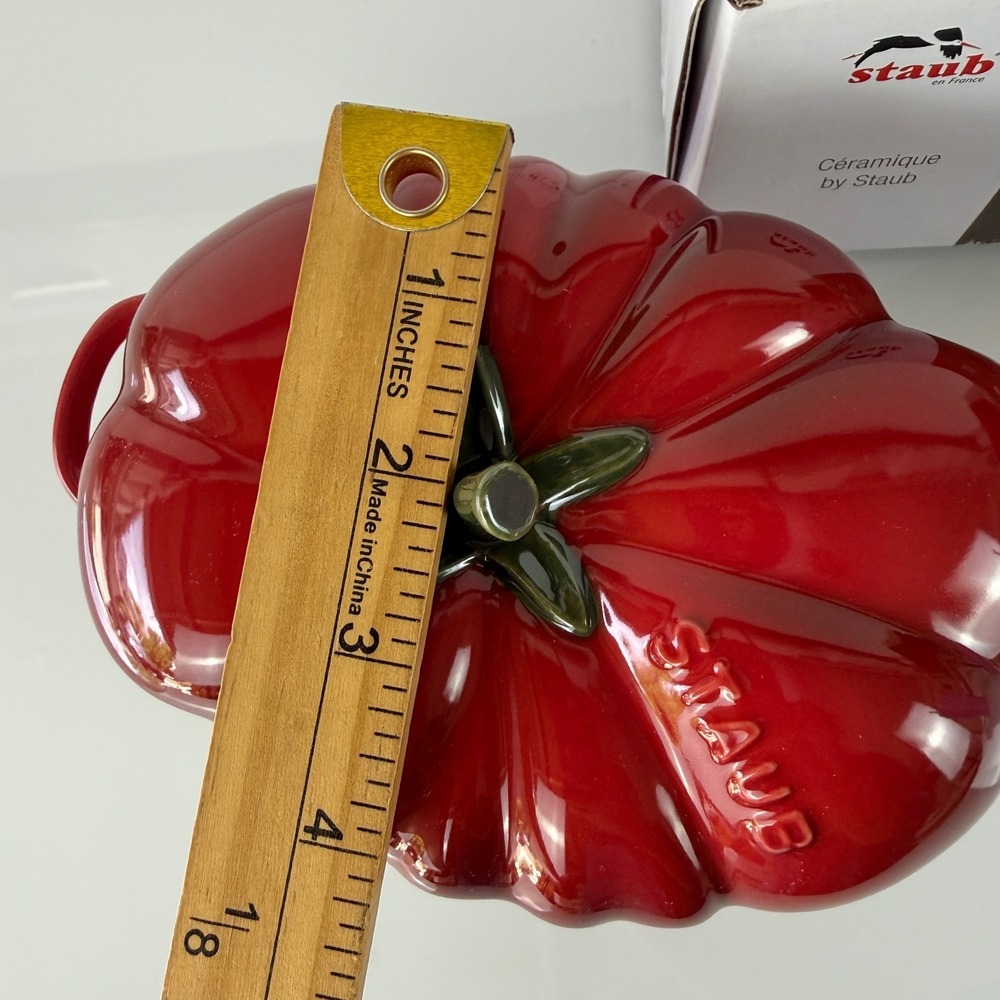 Staub Tomato Cocotte Ceramic 0.5 Qt Cherry Red Stoneware Dish 185335 - Picture 6 of 13